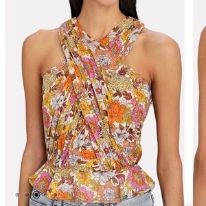 VERONICA BEARD Kailani Cross Front Floral Chiffon Top, sz 00